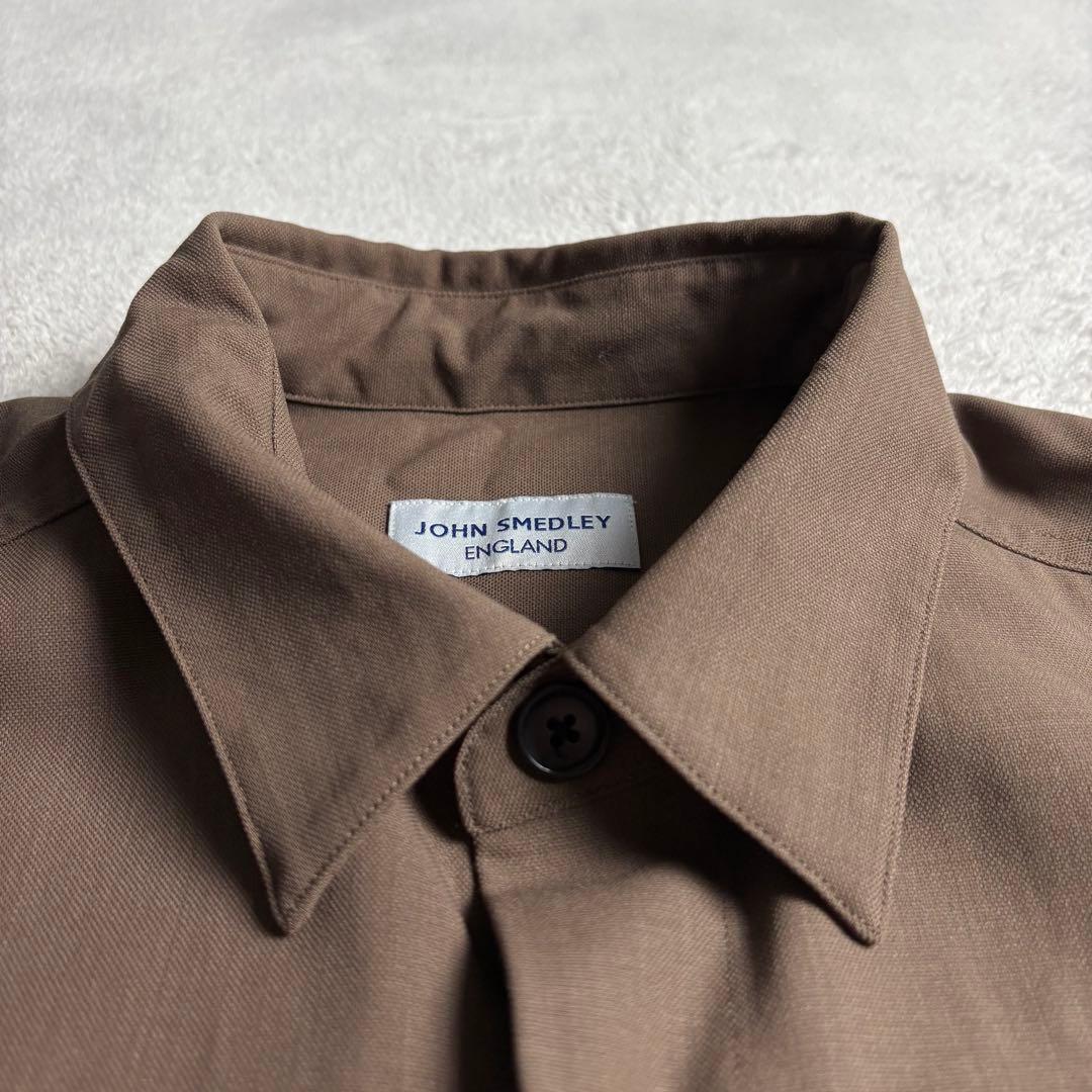 JOHN SMEDLEY ウールギャバジン　ストレッチシャツ　リラックスフィット