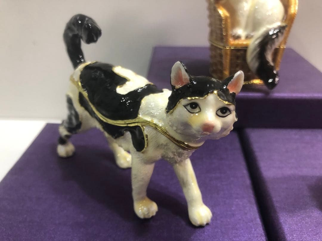 エナメル ジュエリーボックス 装飾 小物入れ 猫ちゃん 5点セット