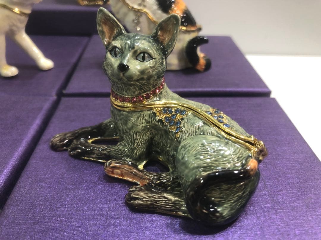 エナメル ジュエリーボックス 装飾 小物入れ 猫ちゃん 5点セット