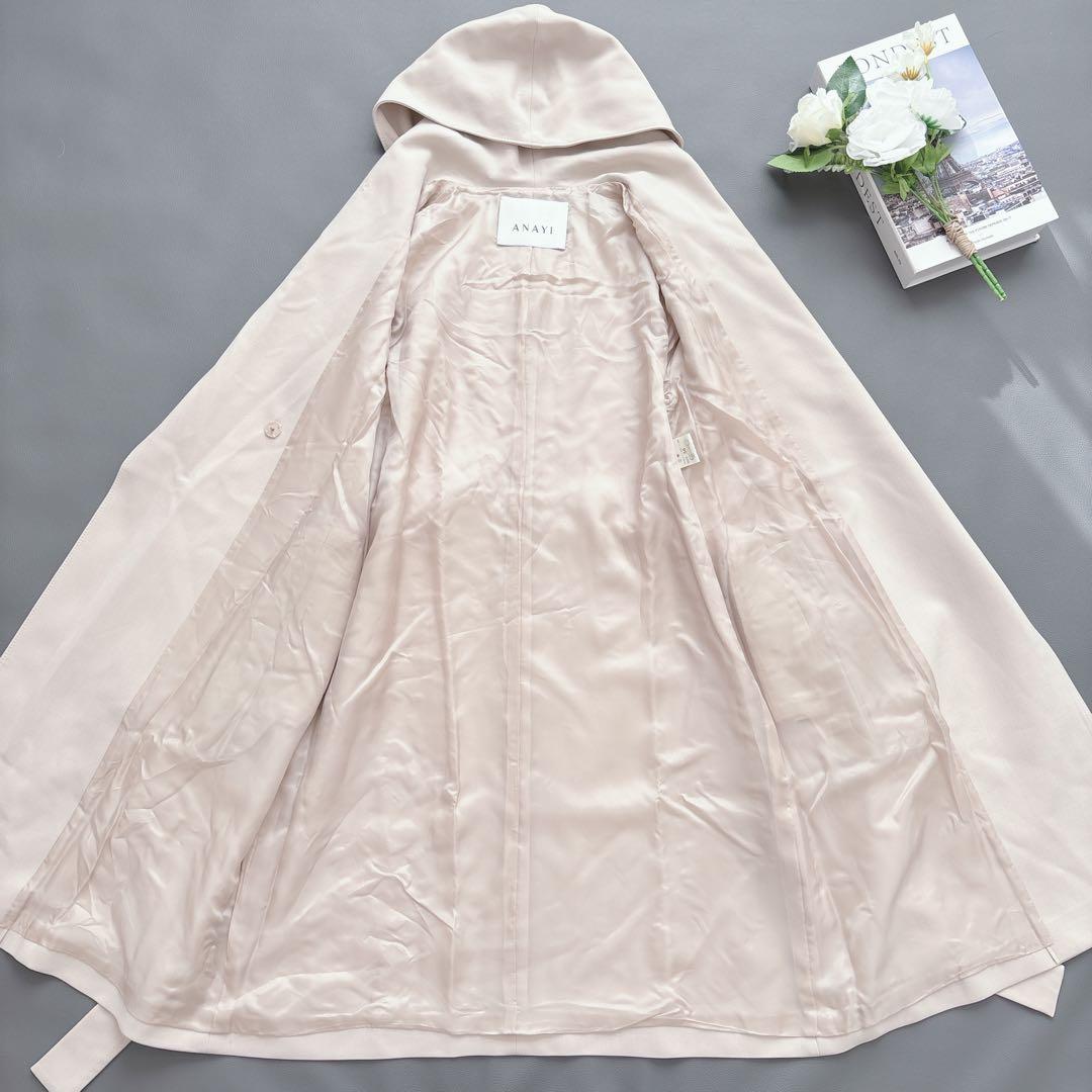 ANAYI ダブルクロス素材フードロングコート ベルテッド 現行タグ