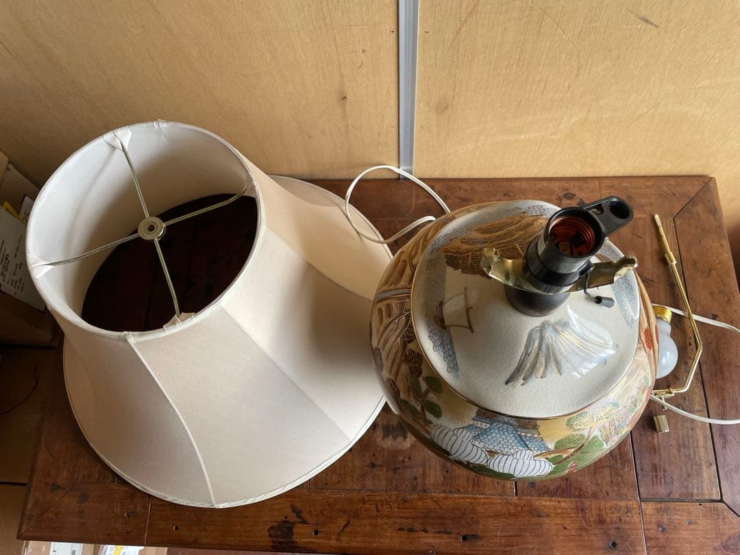 【美品】大壺ランプ 豪華金彩 陶器55cm 和風絵付け　九谷焼
