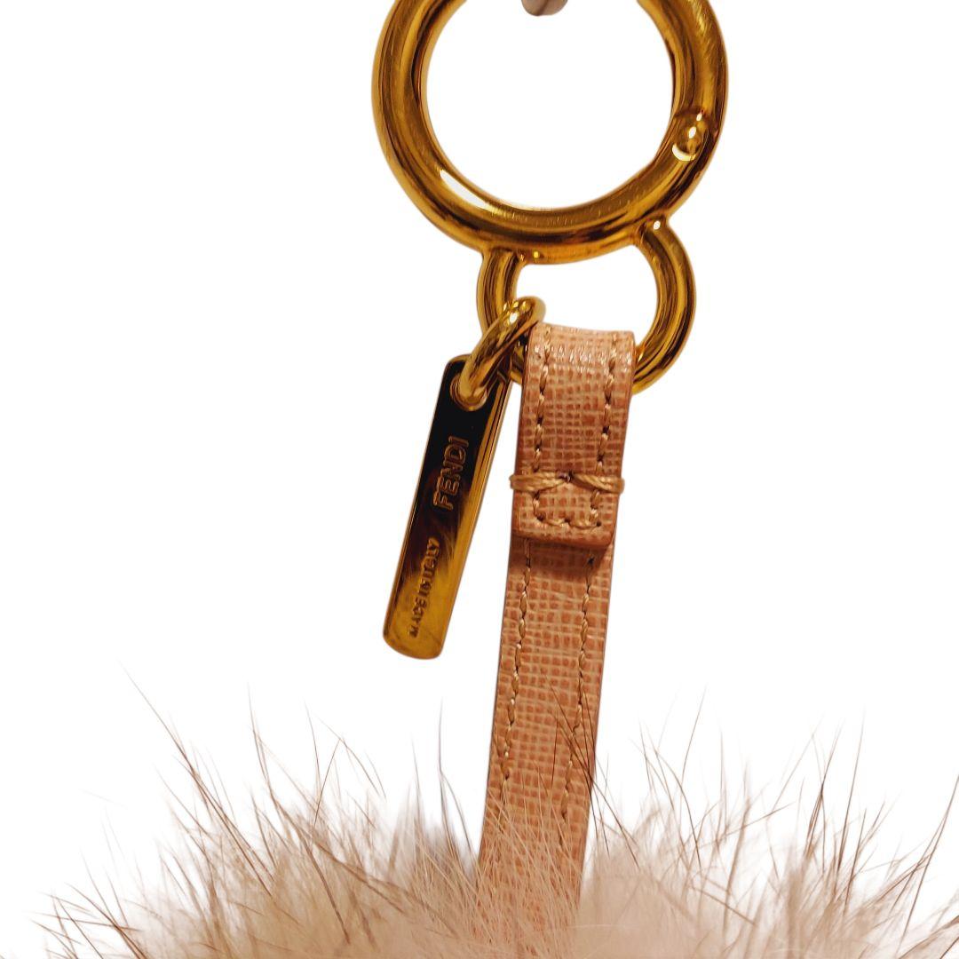 【FENDI】ファー チャーム バイカラー レザー ピンク