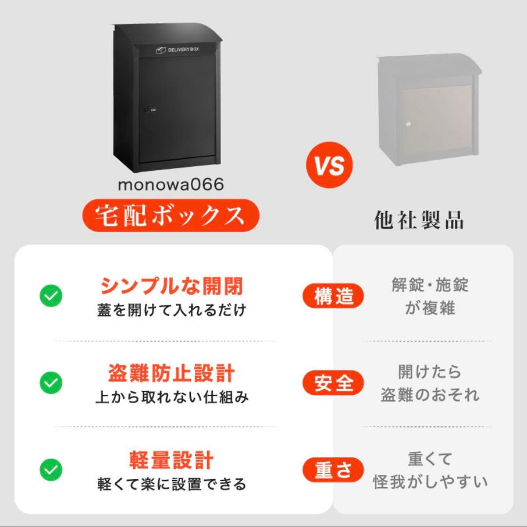 【訳あり】 宅配ボックス 大容量 置き型 防盗 ダイヤル式 ブラック