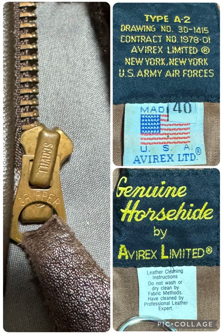 AVIREX 米国製 A-2 馬革 フライトジャケット 40 ハンドペイント