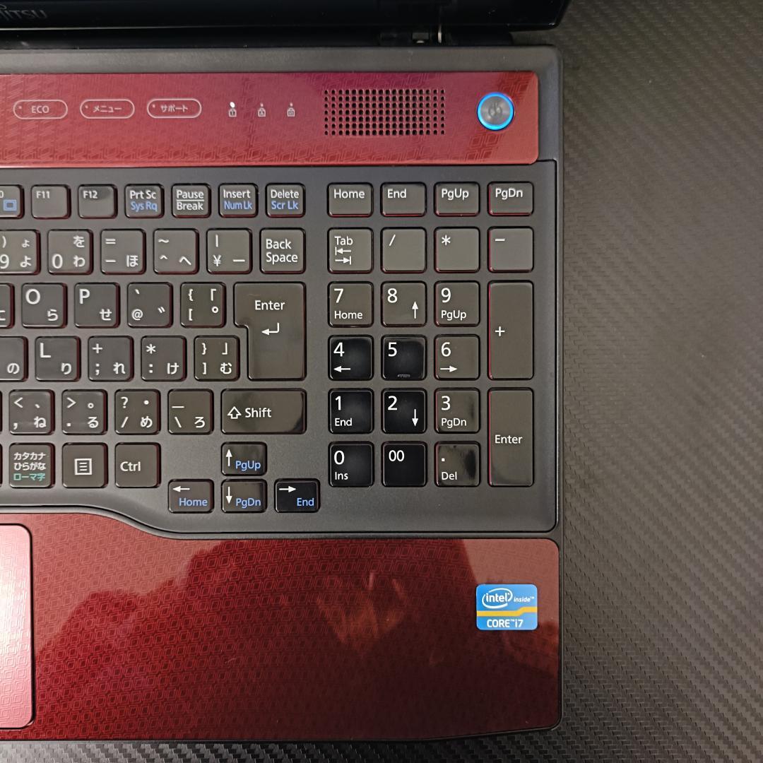 ノートPC Core i7 Windows11 SSD メモリ8GB 富士通 赤