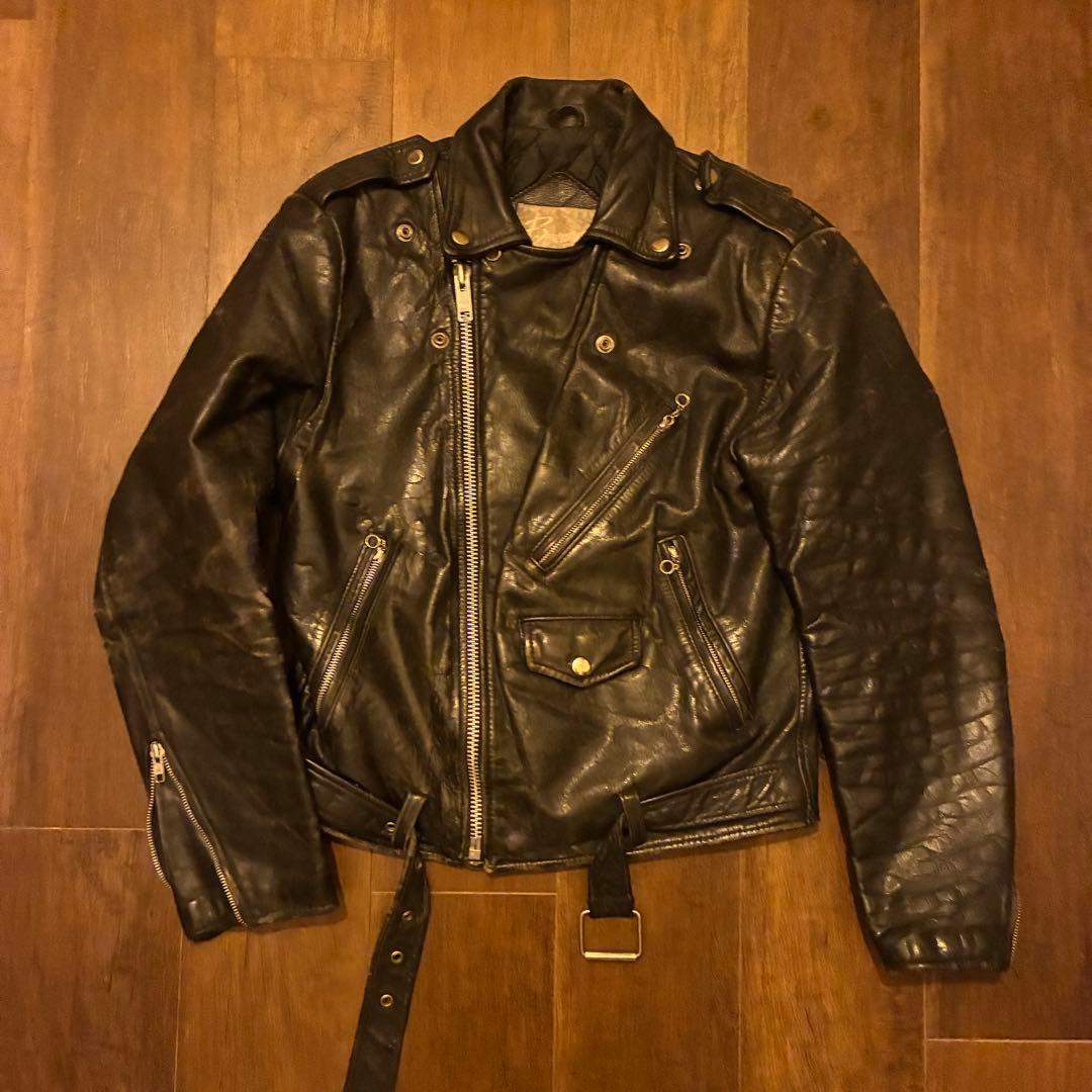 70s vintage レザーダブルライダースジャケット 古着