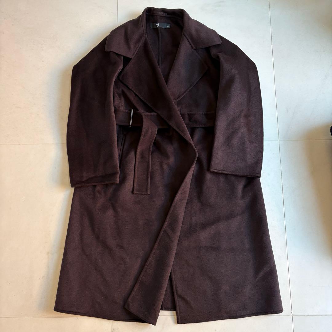 【美品】カシミヤブレンドラップロングコート +J ジルサンダー　ブラウン