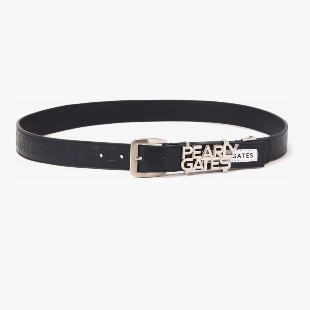 パーリーゲイツ　PEARLY GATES レザーベルト　白　ネイビー　紺　 L