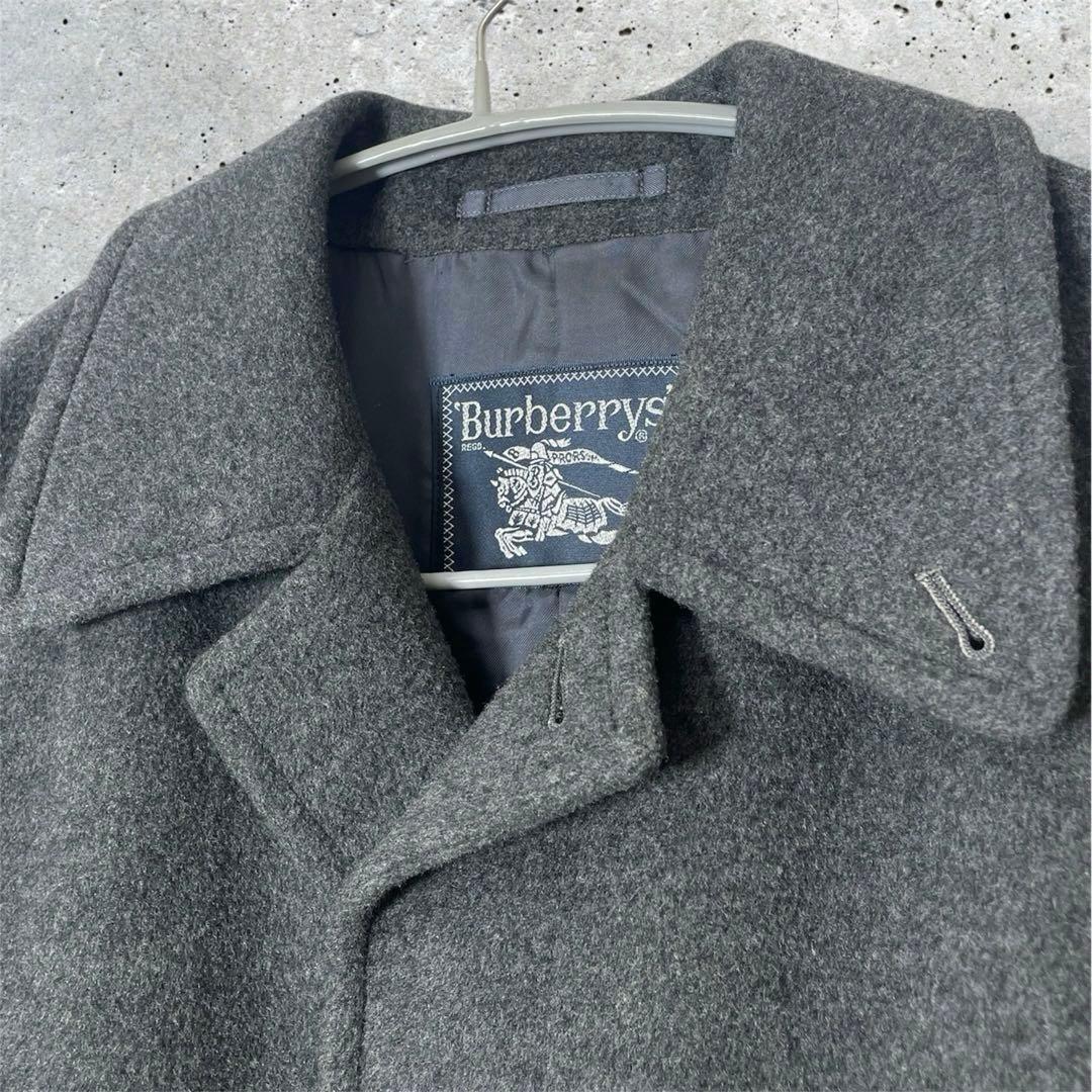 Burberrys'ウールステンカラーコートラグラン袖グレー