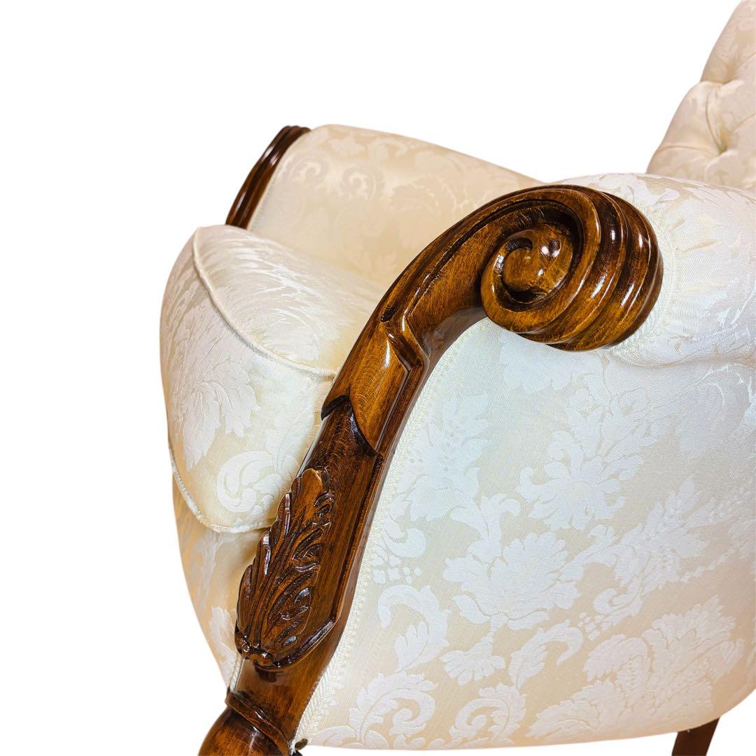 エクセレンテ　イタリア製　アームチェア　1人掛けソファ　ハイバック　猫足　ロココ