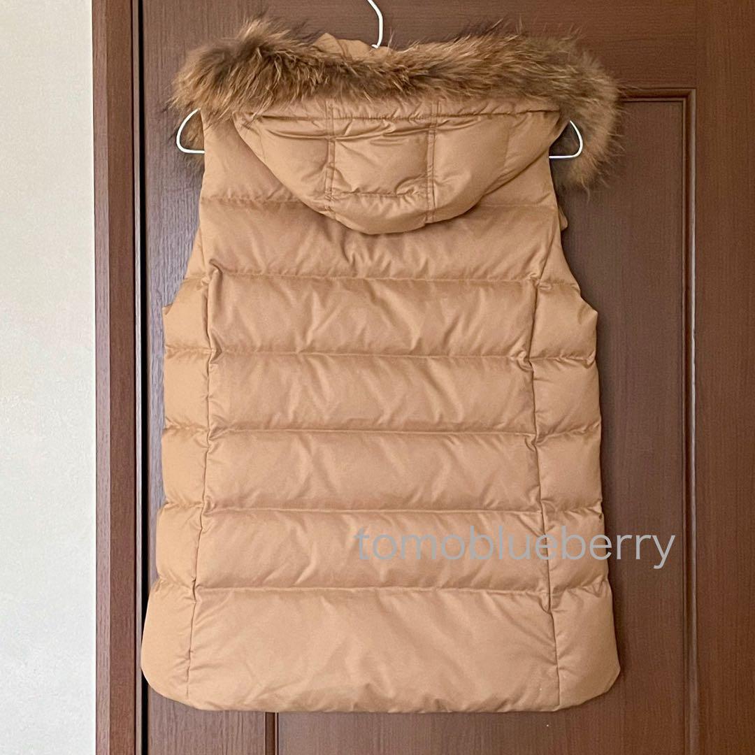 極美品★AIGLEエーグル★ラクーンファーフードダウンベストS＊アウトドア