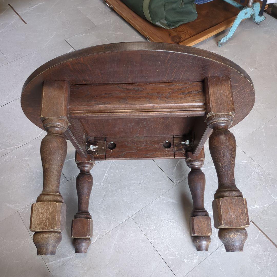 アンティークフランスダークブラウン楕円形木製座卓