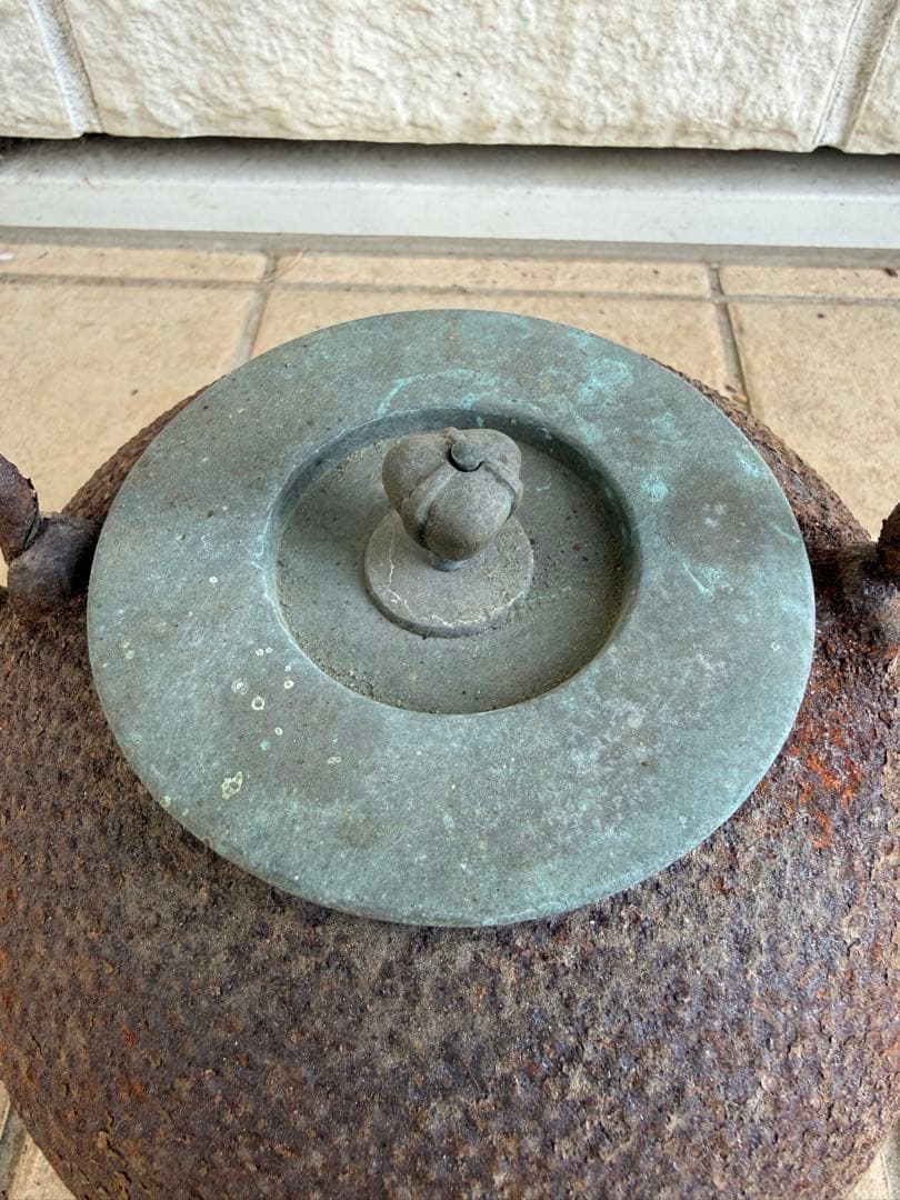 時代物 南部鉄器 鉄瓶 在銘 水漏れなし 直径20cm 古鉄瓶 茶道具 骨董