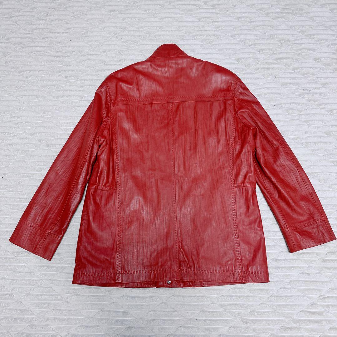 【美品】BALMAIN レザーコート Lサイズ レッド