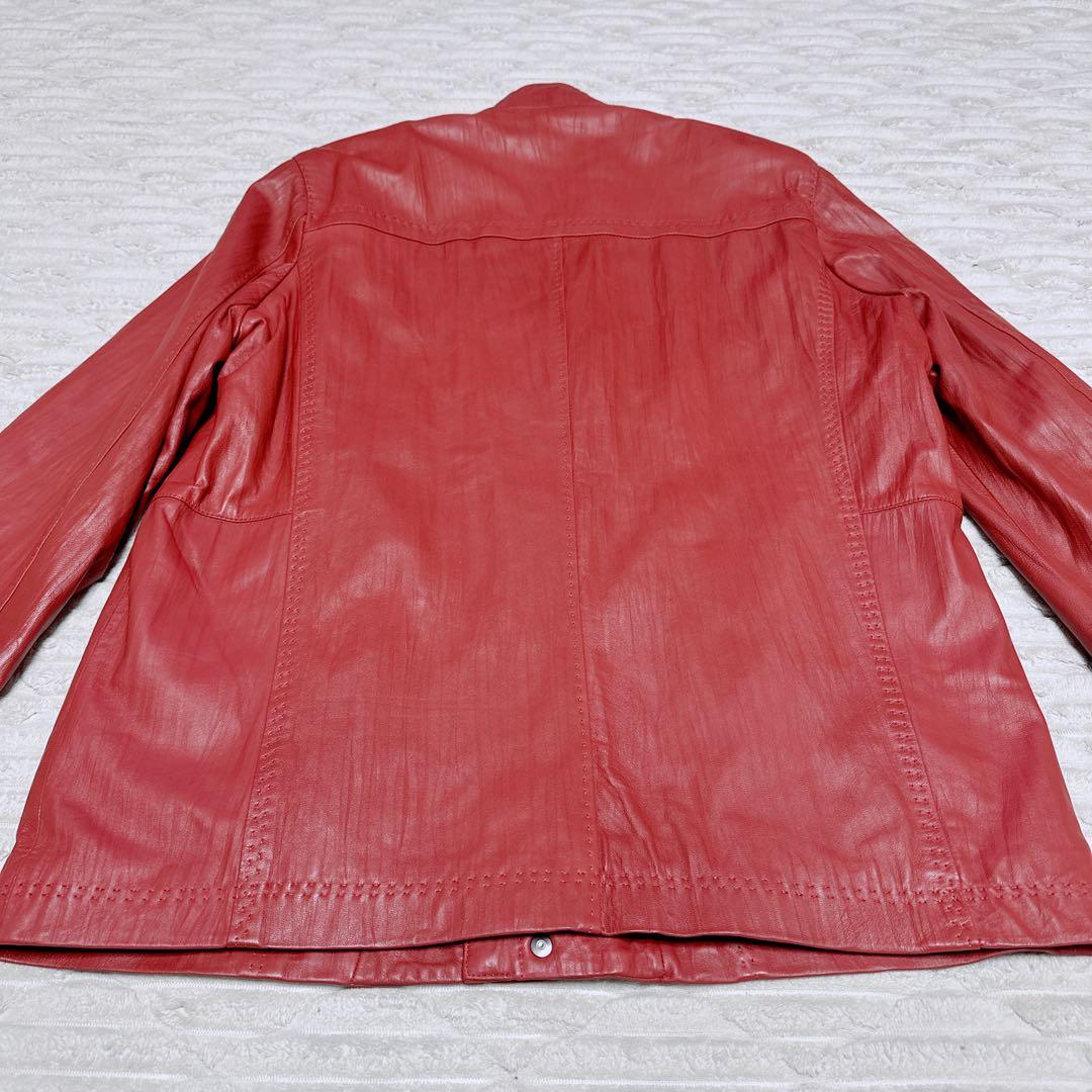 【美品】BALMAIN レザーコート Lサイズ レッド