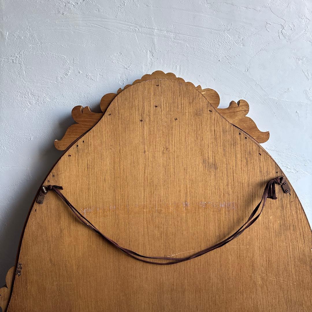 アンティーク ウォールミラー 昭和レトロ 古道具 彫刻 ビンテージ 鏡