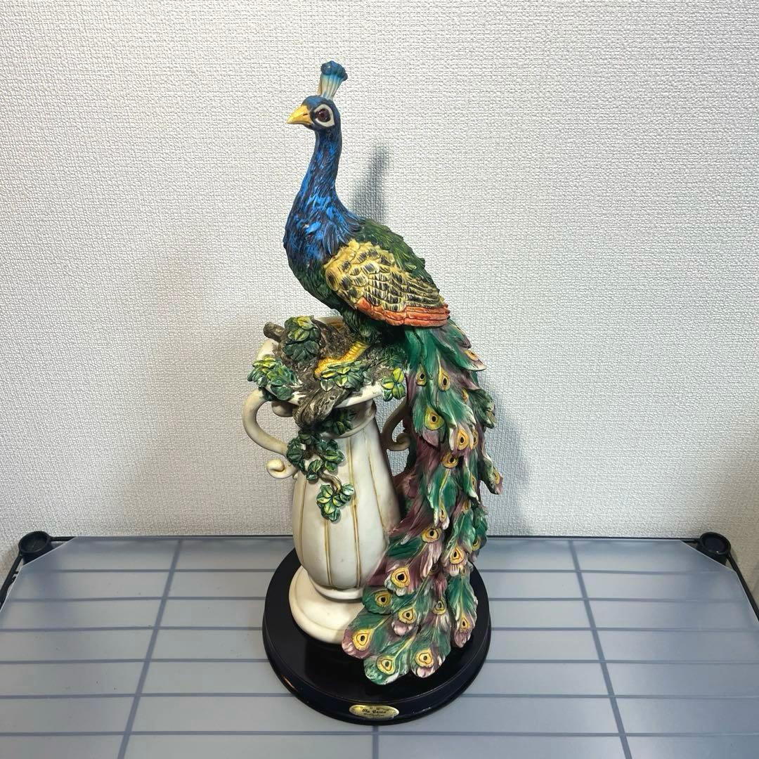 【匿名配送】孔雀　置物　置き物　オブジェ　ピーコック　サンクチュアリ　孔雀の楽園