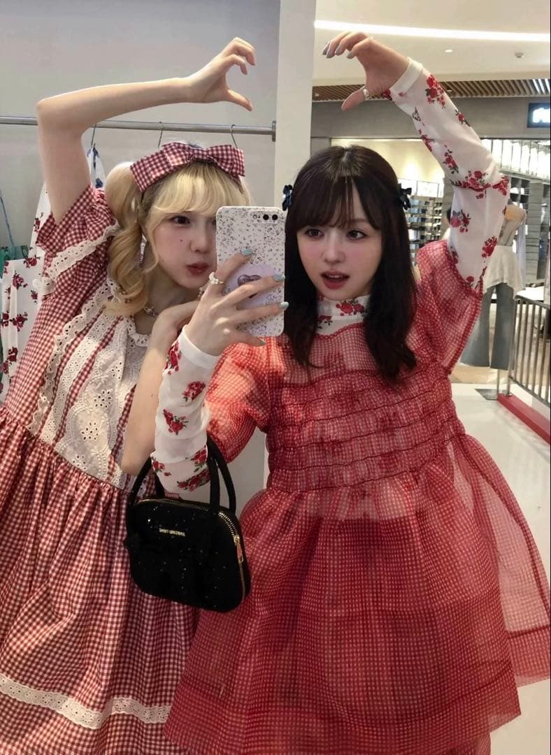 POPPY 赤ギンガムチェック トップス