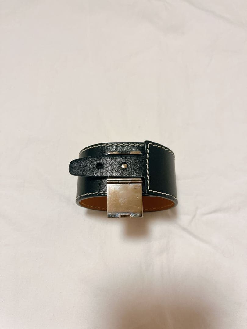 【美品/箱付き】ロエベ　レザーブレスレット　アナグラム　ブラック　黒