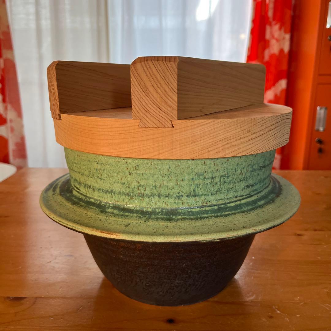 炊飯専用　羽釜土鍋5合　木蓋付き　直火専用　独歩炎