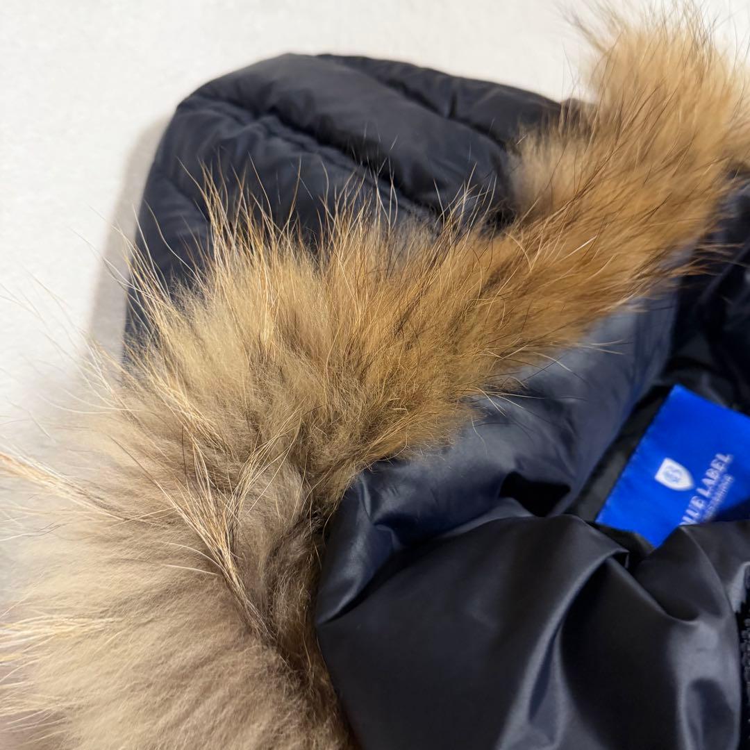 美品★ブルーレーベルクレストブリッジ　ダウンコート　リアルファー チェック 38