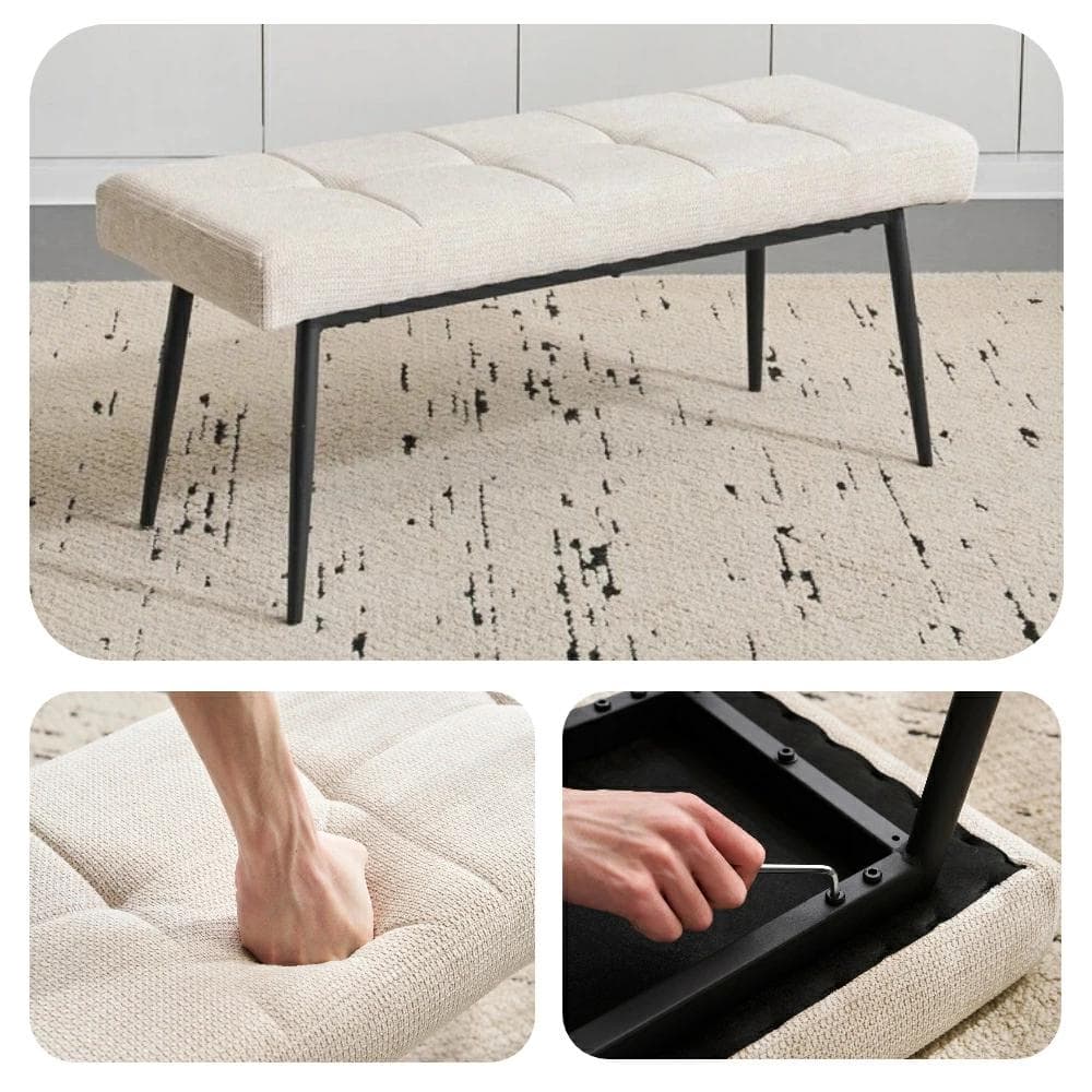 超人気！ 北欧風 ベンチ インテリア 二人掛け 組立簡単 Beige
