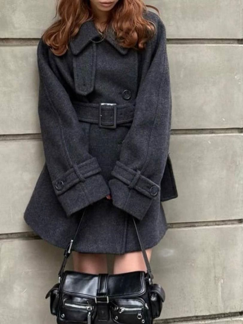 SLY スタンドネック ミデコート T.GRY