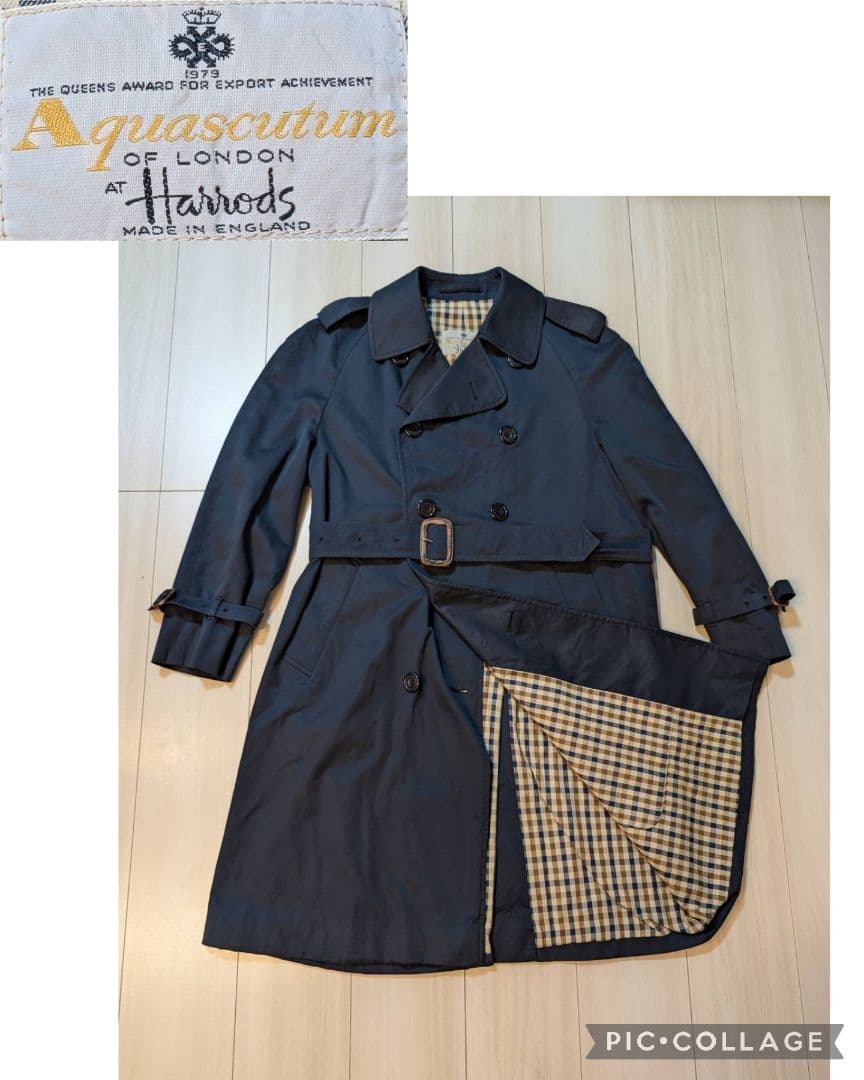 稀少モデル【×Harrods】80ｓ　アクアスキュータム　トレンチコート