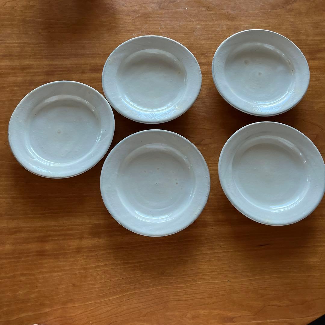 福永芳治　粉引六寸皿　5枚セット