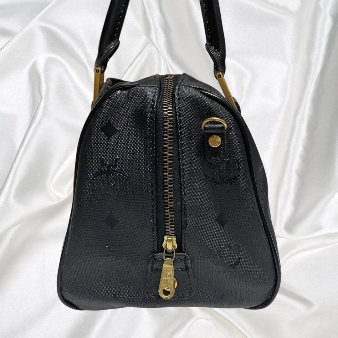 【MCM】美品エムシーエム 2way ミニボストン モノグラム ブラック