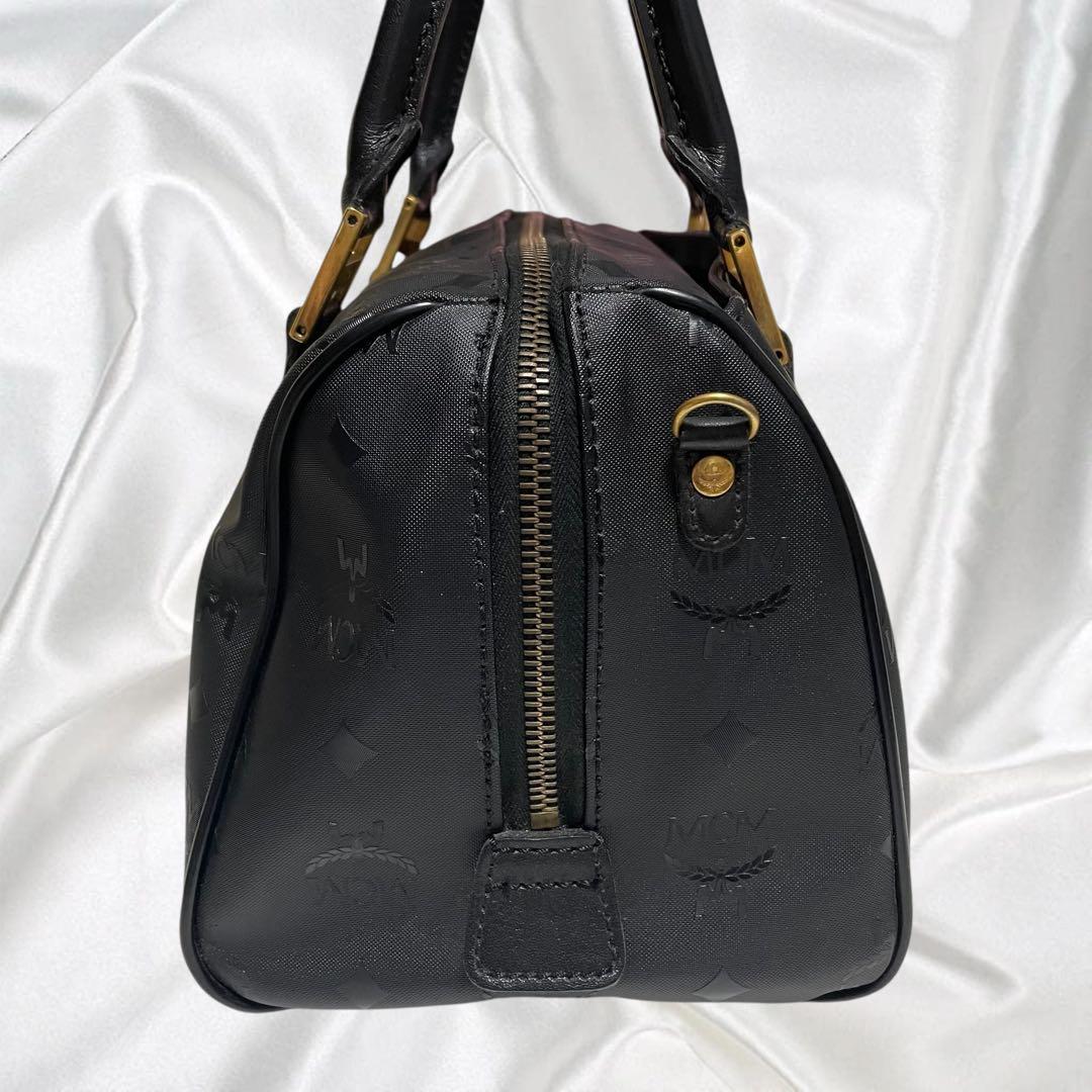 【MCM】美品エムシーエム 2way ミニボストン モノグラム ブラック