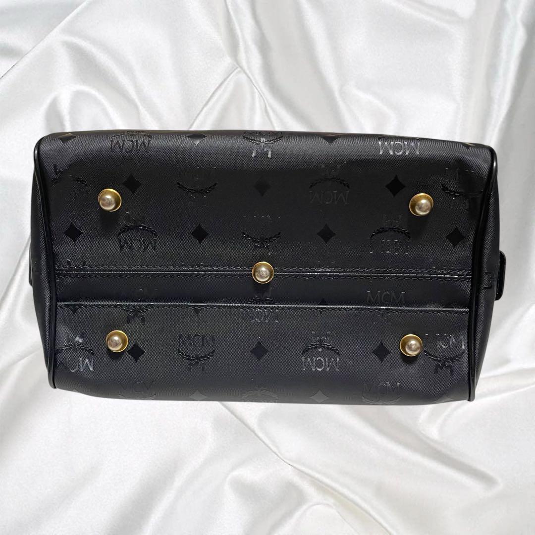 【MCM】美品エムシーエム 2way ミニボストン モノグラム ブラック