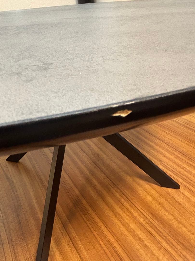 【美品】ニトリ メラミン円形テーブル (幅120cm GY)