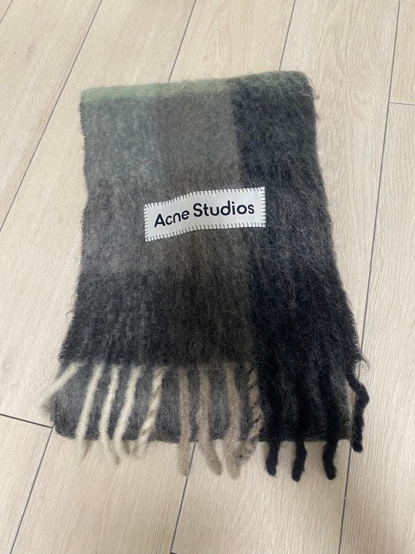 y*k様 【最終値下げ】acne studios モヘアチェックマフラー　グリー