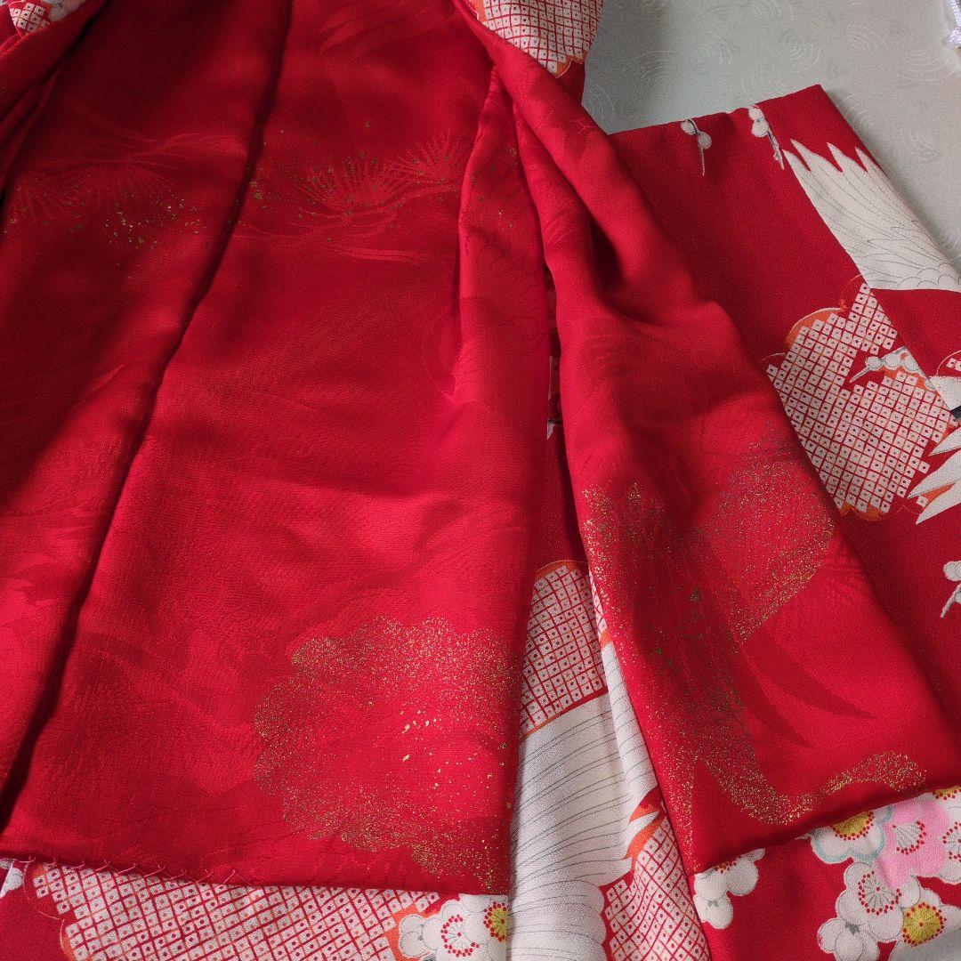 七五三３歳女の子正絹手縫いの被布(中綿無し）巾着付き