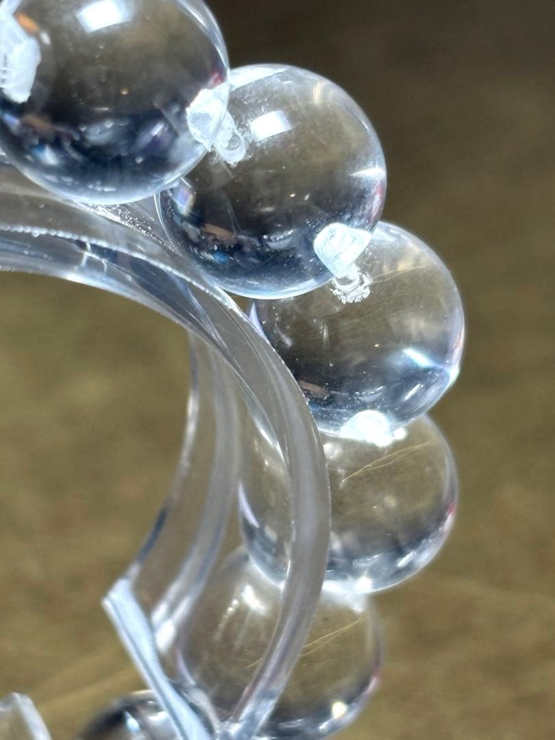 無垢水晶　牛穴ブレスレット約12.8〜13.4㎜ 超高品質　希少　（新品未使用）