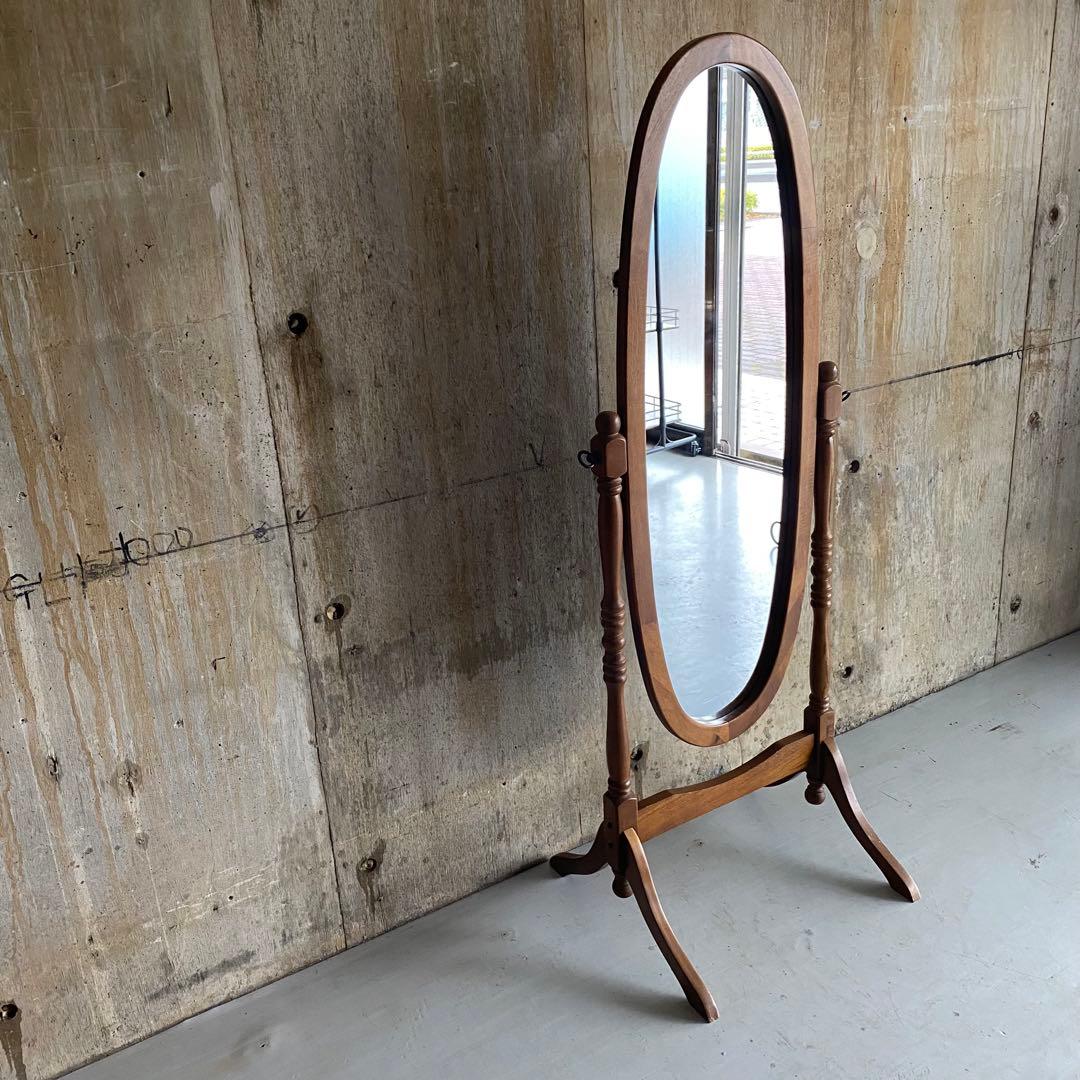 オーバル型　スタンドミラー　クラシックカントリー　楕円　レトロ