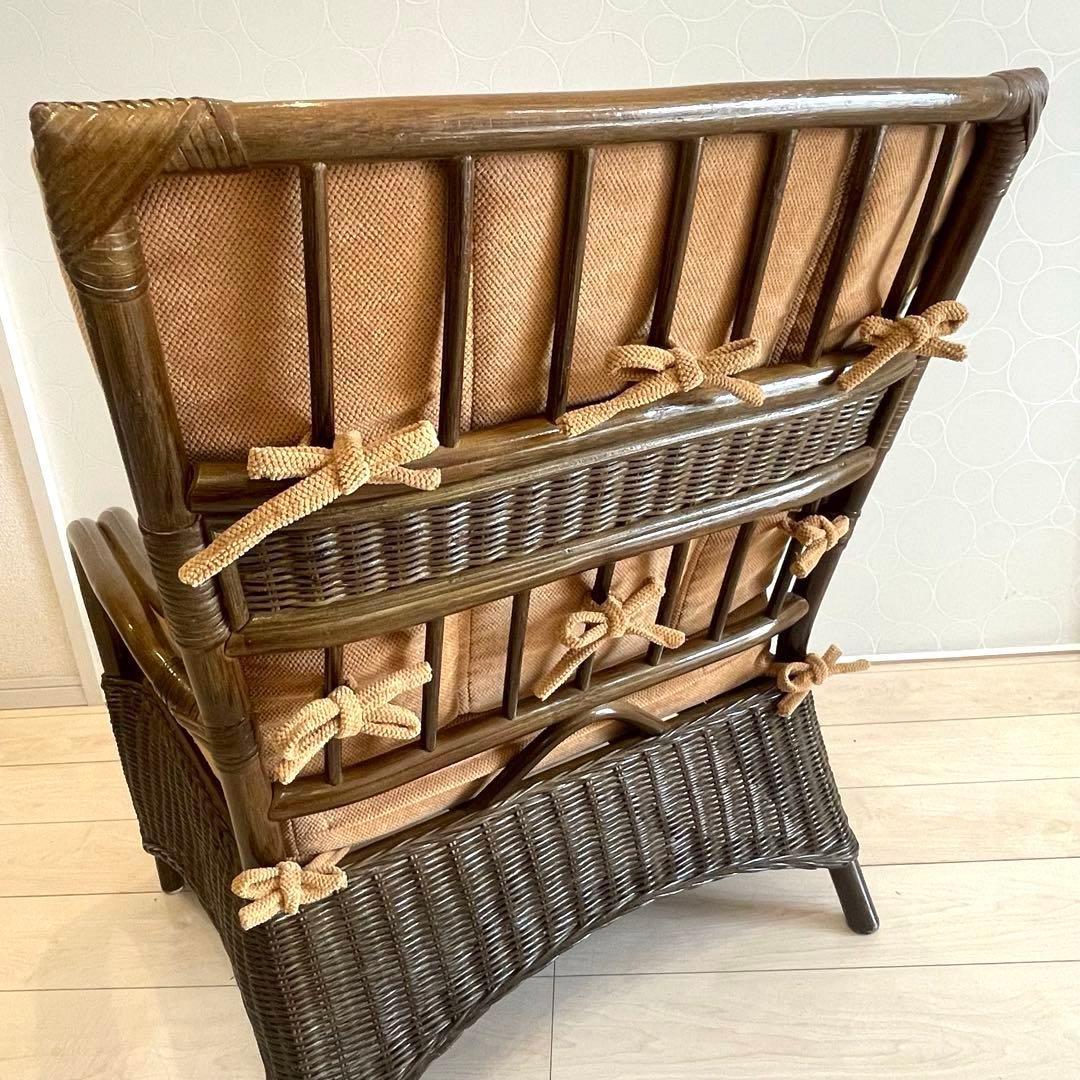 ラタン 籐 椅子 アームソファ パーソナルチェア クッション付 アジアン家具