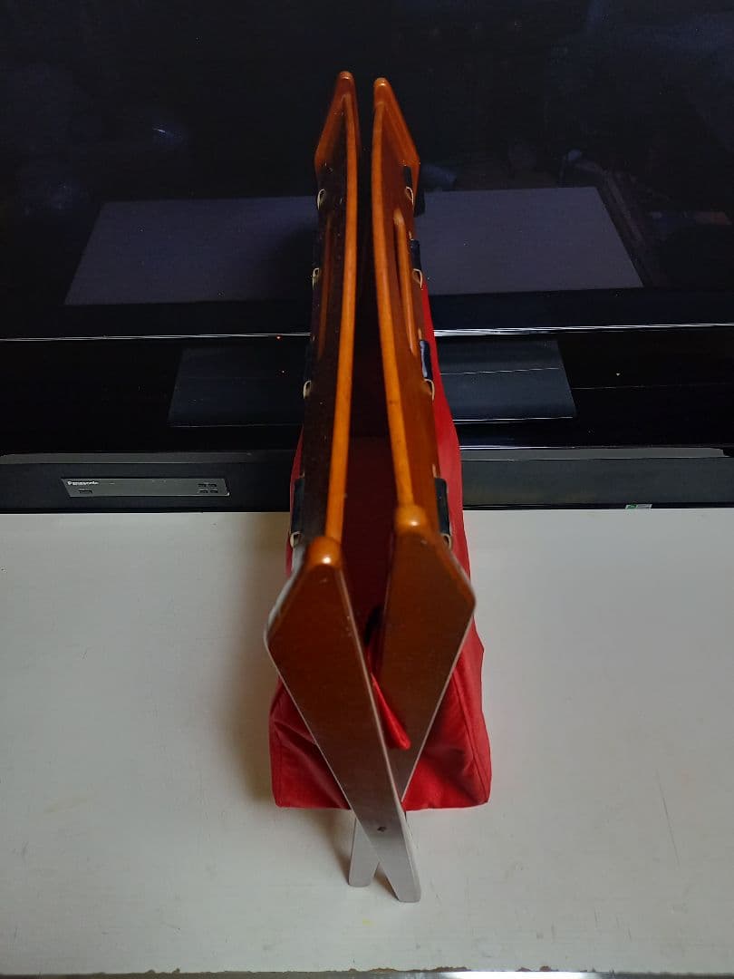 1970's　カリモク　ウッド　レッド　ファブリック　モダン　バスケット