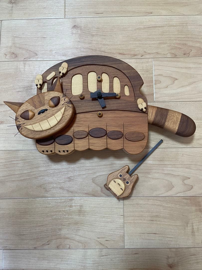となりのトトロ　ねこバス手作り　木製柱時計