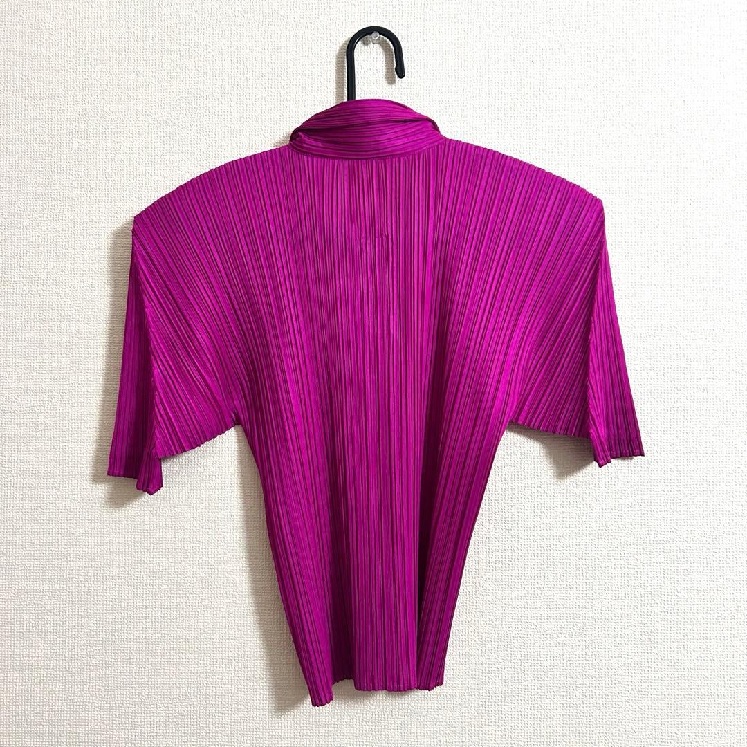 美品✨PLEATS PLEASE プリーツ 半袖 ブラウス カットソー マゼンダ