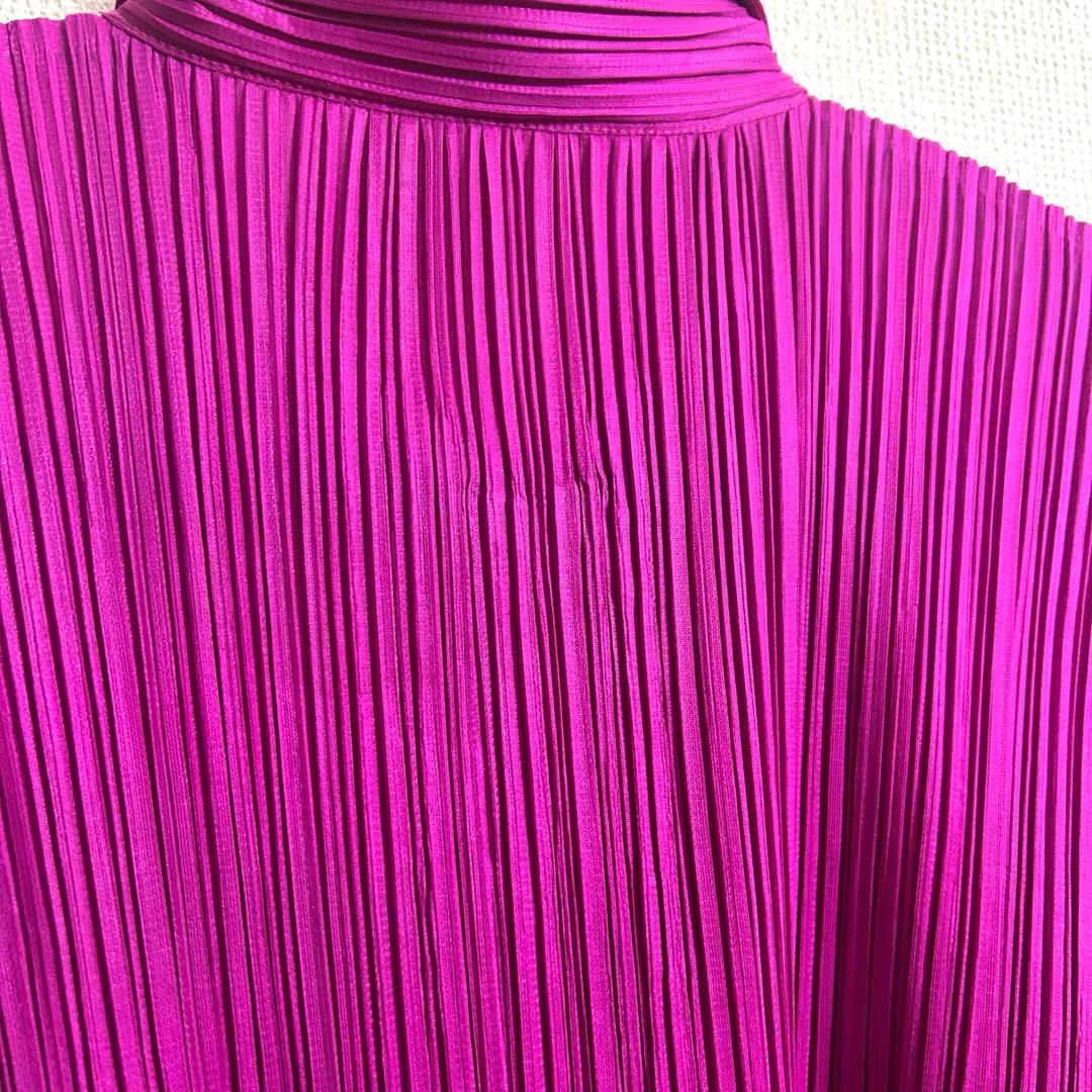 美品✨PLEATS PLEASE プリーツ 半袖 ブラウス カットソー マゼンダ