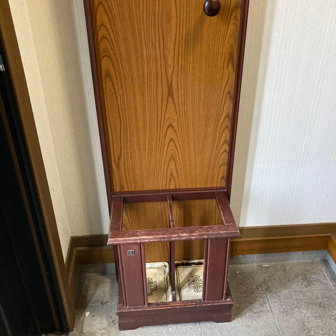 木製傘立て ミラー付き 昭和レトロ