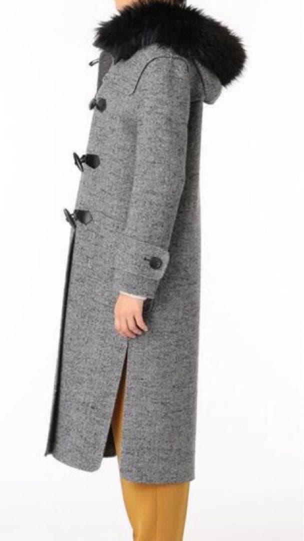 【美品】グレースコンチネンタルヘリンボーン フェイクファーロングダッフルコート