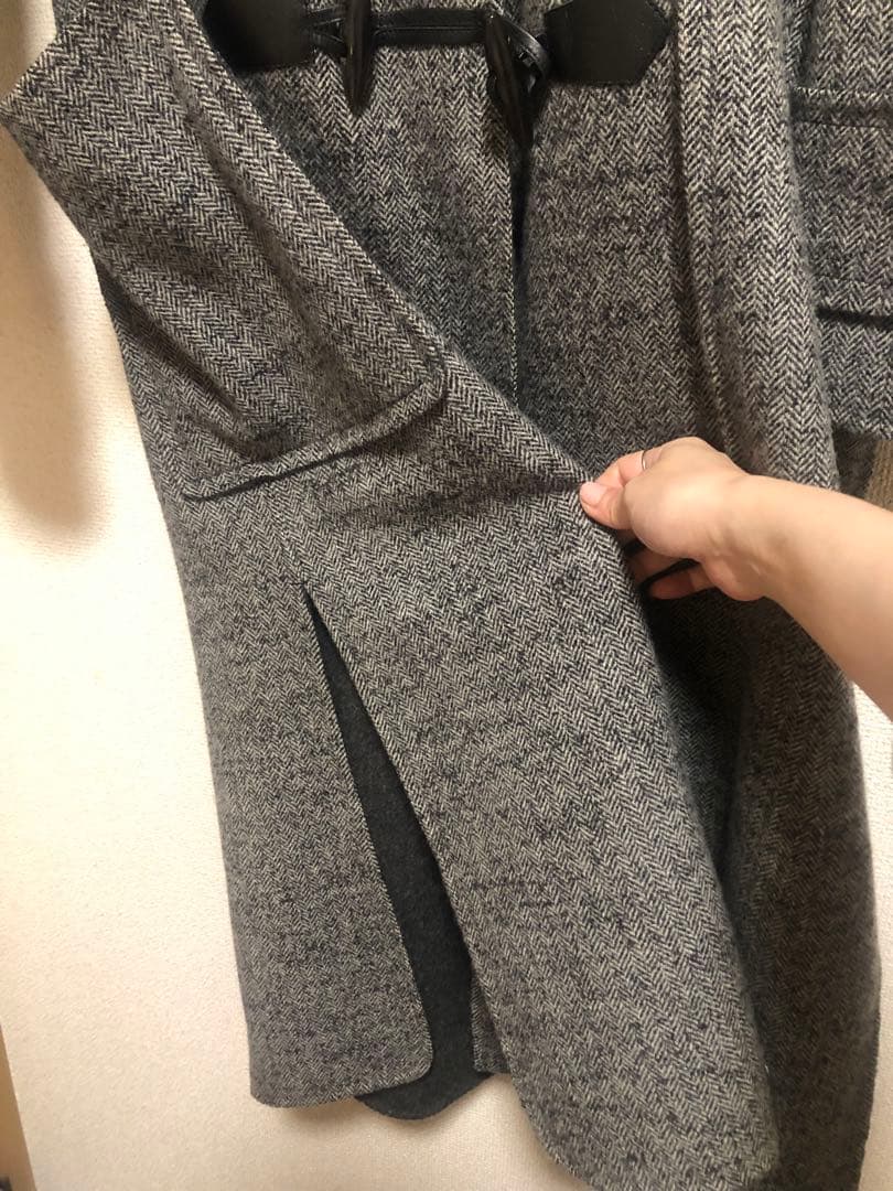 【美品】グレースコンチネンタルヘリンボーン フェイクファーロングダッフルコート