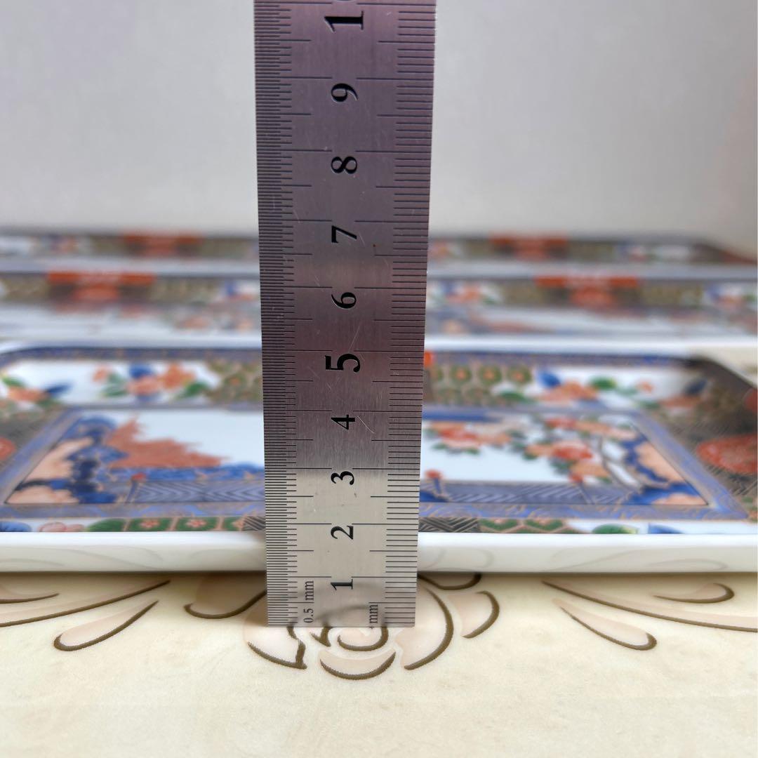 三洋陶器　龍峰窯　染錦　古伊万里　長角皿揃　5枚セット　長皿　色絵　金彩　焼物皿