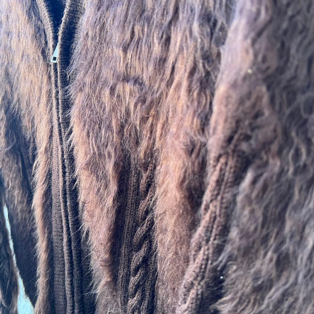 60s70s シャギーモヘアカーディガン　vintage 毛足長　ジッパー