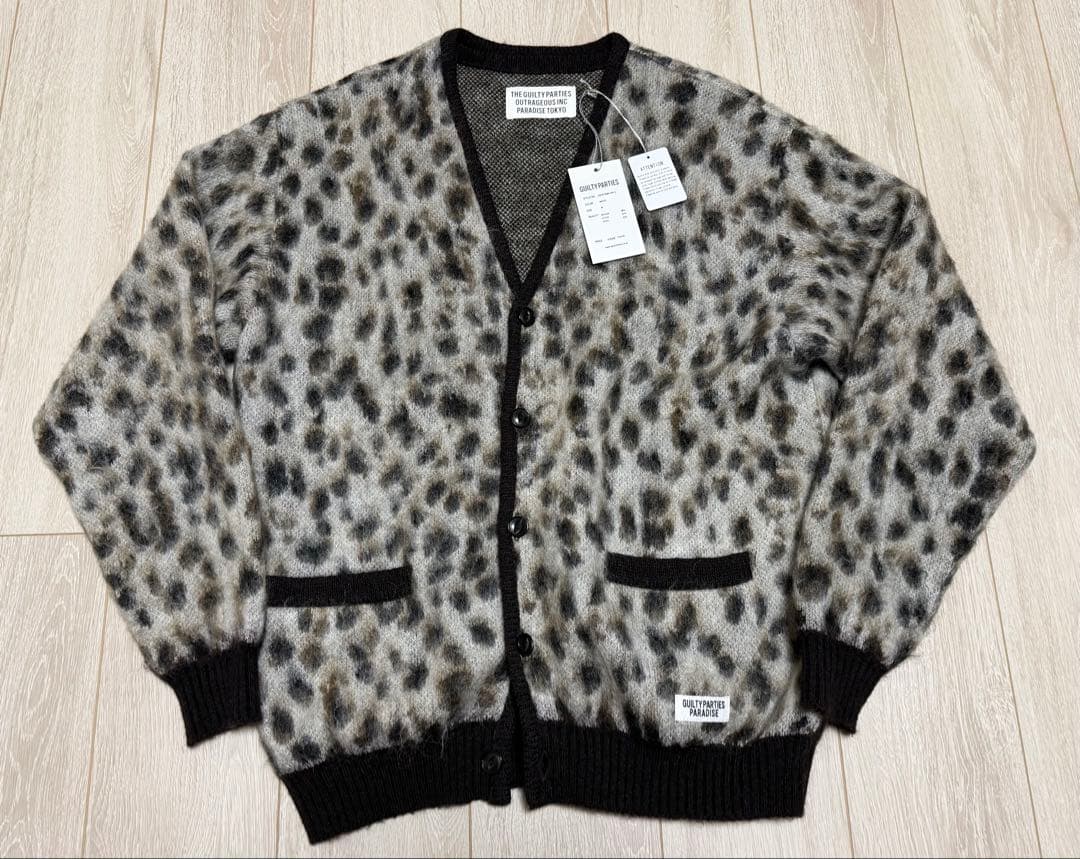 トップス WACKO MARIA LEOPARD MOHAIR KNIT CARDIGAN