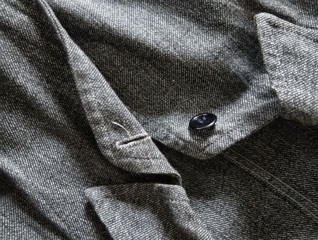 40s 50s ブラックシャンブレーコート　フランス軍　ステンシル XL
