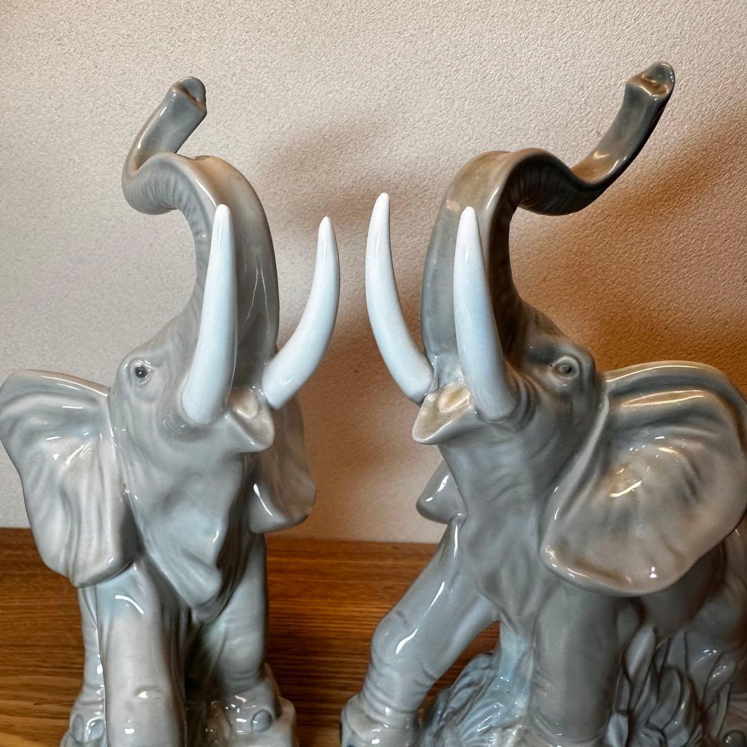 リヤドロ 像 Lladro Nao Elephant 像の置物 スペイン 雄叫び